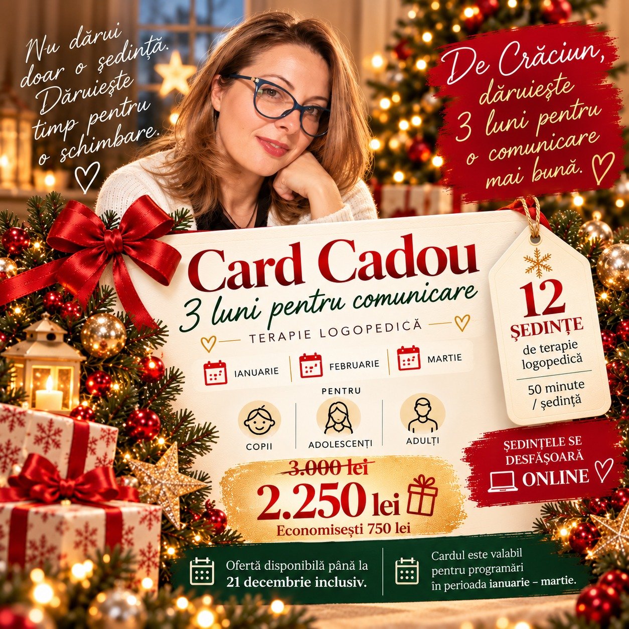 Card Cadou – 3 luni pentru comunicare: 12 ședințe online, 2.250 lei